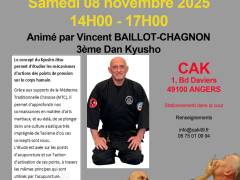Samedi 8 novembre au CAK Stage de Kyusho ouvert à toutes et tous